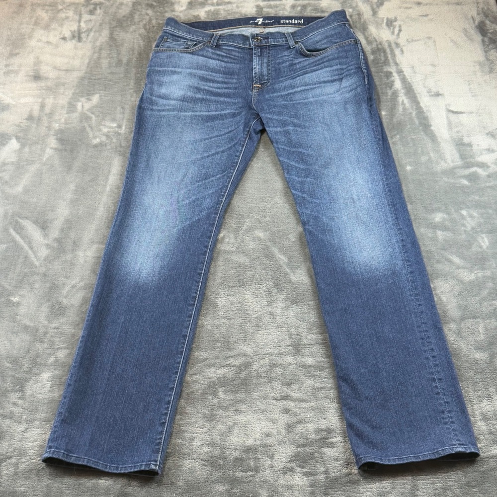 7 For All Mankind Standard Straight Leg Jeans Medium Wash Blue Denim Size 33